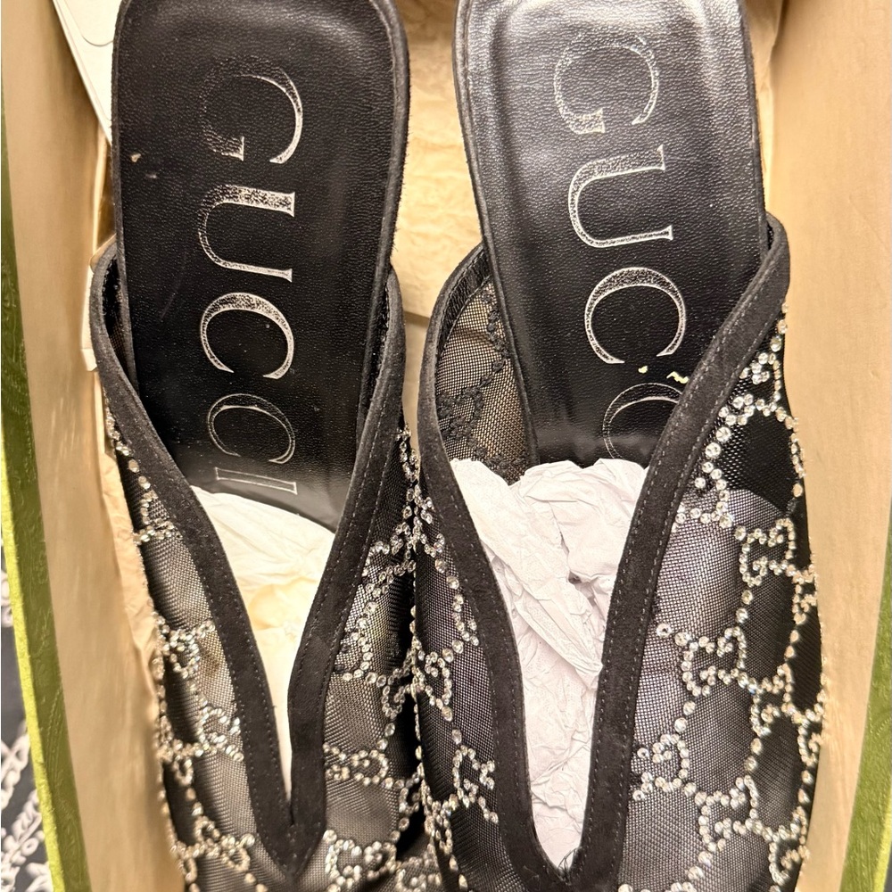 Gucci Women's Black Mesh Slip-On Shoes